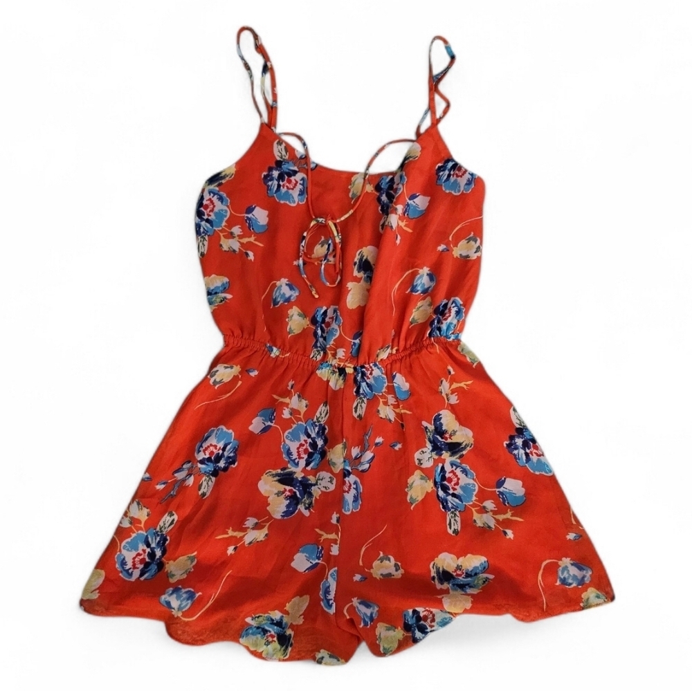 NWT - Tropical Red/Blue Floral Mini Romper